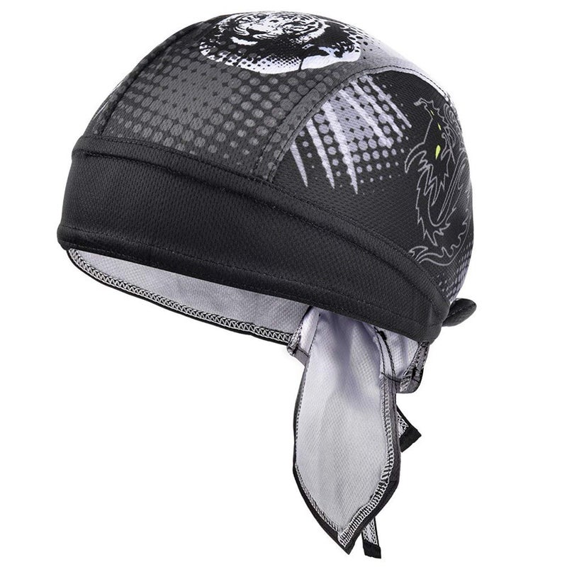 queenland Sweat Wicking Dew Rag Beanie Helmet Liner Cooling Skull Cap Quick Dry Adjustable Hat Head Wrap for Mens Women Outdoor Sport Cycling Riding Camping Motorcycling Trekking (Tiger) - Image 2